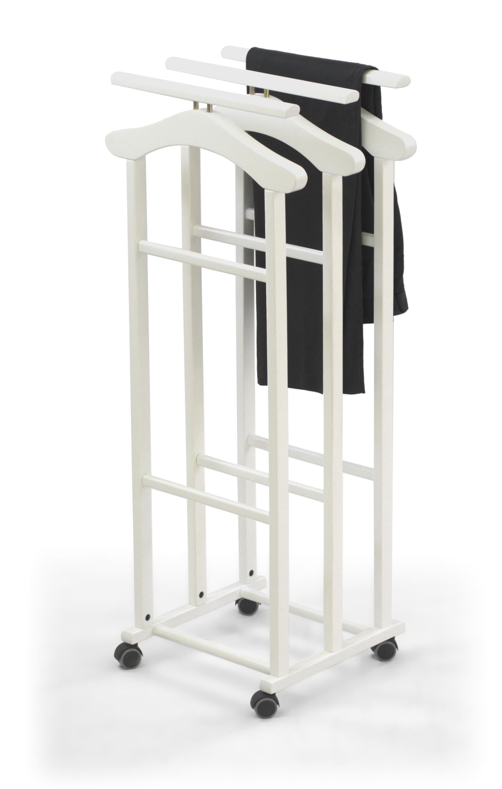 Arredamenti Italia Portador para dormitorio TRIELLO, Madera - 3 perchas y 3 soportes para pantalones - Acabado blanco Ar-It el corazón de la madera
