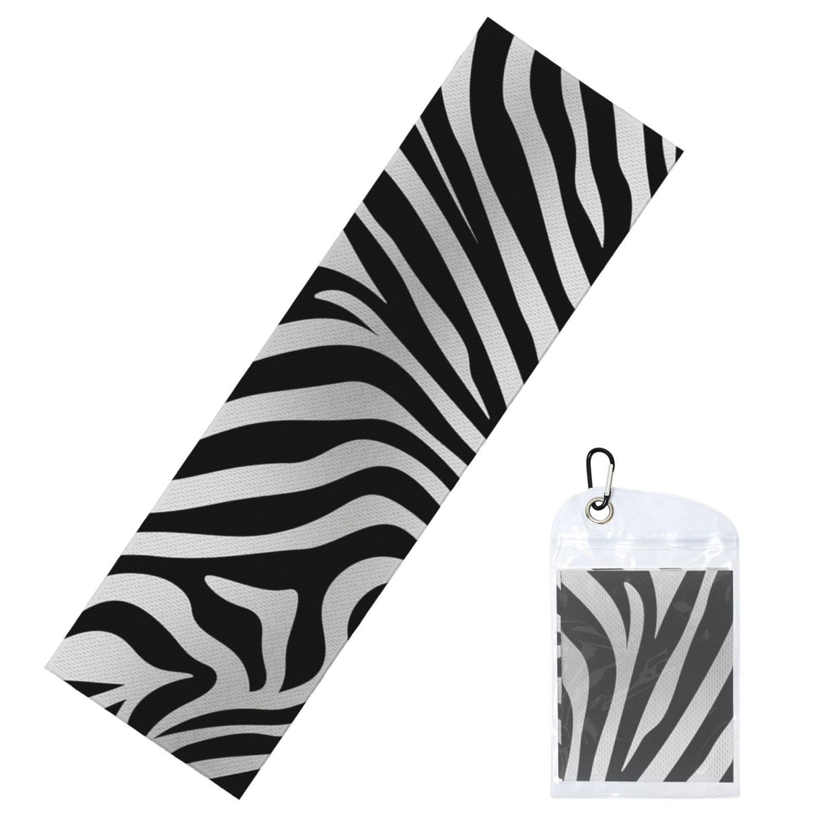 DWVTSLH Cooling Towel for Neck and Face, Zebra Print Ice Towel for Hot Weather, Soft Microfiber Chilly Towels with Waterproof Bag & Carabiner, Breathable Workout Towels 40"x12"