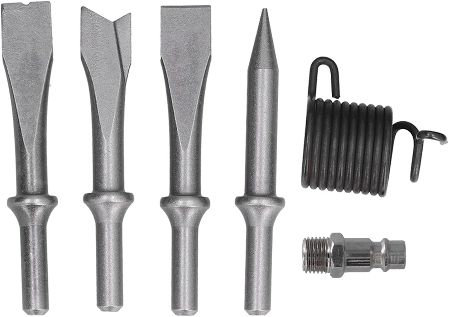 Pneumatic Hammer Shovel Tool Industrial Powerful Straight Type Air Chisel 190 KP763 for Construction Demolition Alloy Steel 10mm Handle 4 Shovel Heads Included (EU Style)
