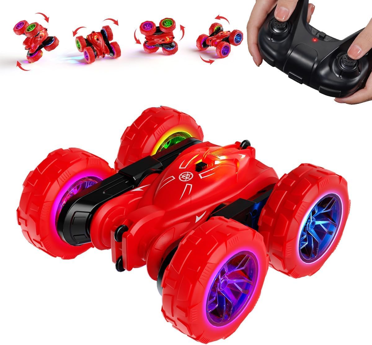Upgraded Remote Control Car, Rechargeable RC Cars Toy All Terrain Off Road 4WD Double Sided Running Crawler, 360° Rotation & Flips 2.4GHz RC Stunt Car Birthday Gift for Boys & Girls Aged 3-12