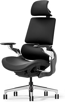 TOMU Ergonomic Executive Office Chair, Genuine Leather High Back Design with 5D Armrest & 3D Headrest for Gaming, Home and Work, Cool and Luxury Black