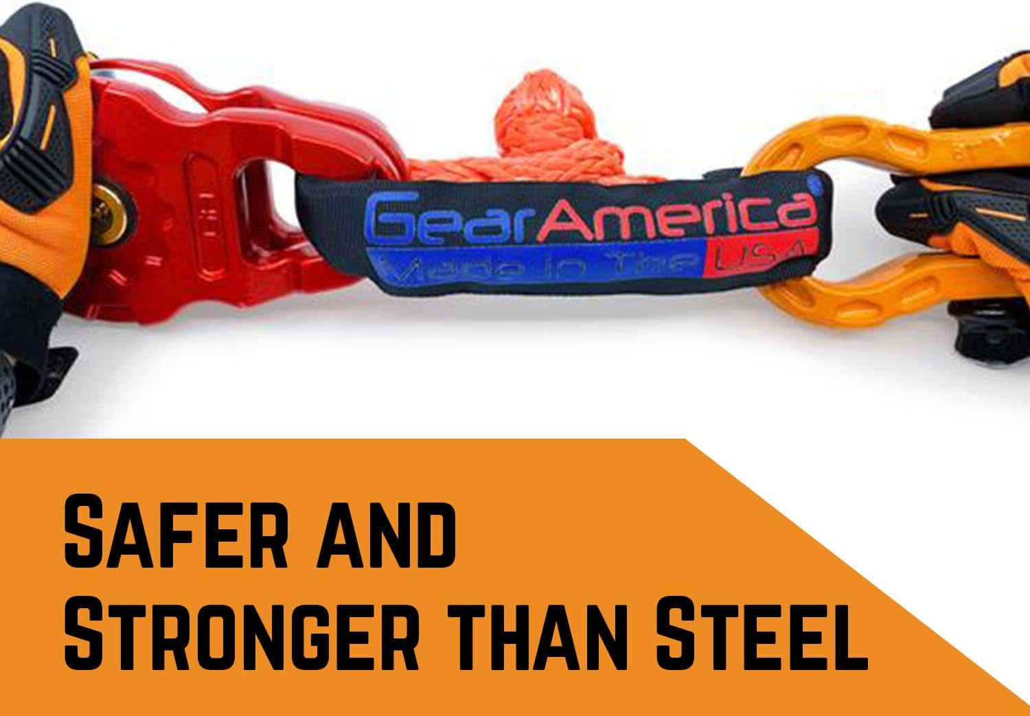 Black Friday 🔥 GearAmerica Synthetic Soft Shackles 1/2” – 45,000 lbs (22.5 US Tons) Strength – for Off-Road Recovery, Towing & More – Stronger Than Steel D Rings – Sleeve & Storage Bag Included – Orange – 2 Pack