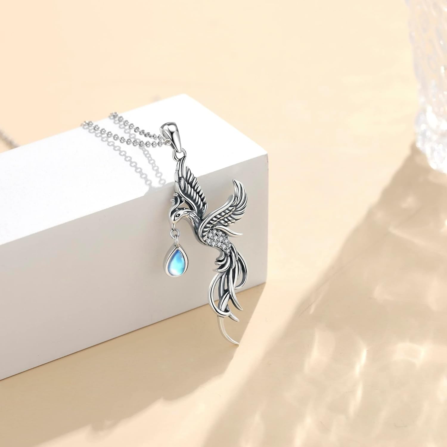 YAFEINI Moonstone Necklace Sterling Silver Dragonfly/Angel/Bunny/Cat/Highland Cow/Phoenix Pendant Jewelry for Women - Image 4