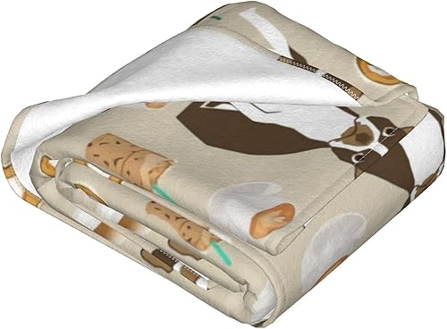 Miniatura 7 de Manta de franela suave y cálida para perro Boston Terrier marrón, ligera y mullida para todas las estaciones, sofá de camasofásilla, 60 x 50