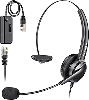 PChero Auriculares telefone fixo RJ9 mono com microfone, cancelamento de ruído para vendas telefónicas, seguros, empresas
