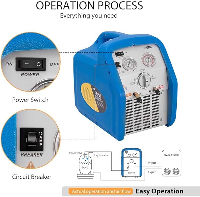 Máquina de Recuperación de Refrigerante Portátil VIVOHOME 110-120V 3/4HP con Báscula Digital miniatura 4