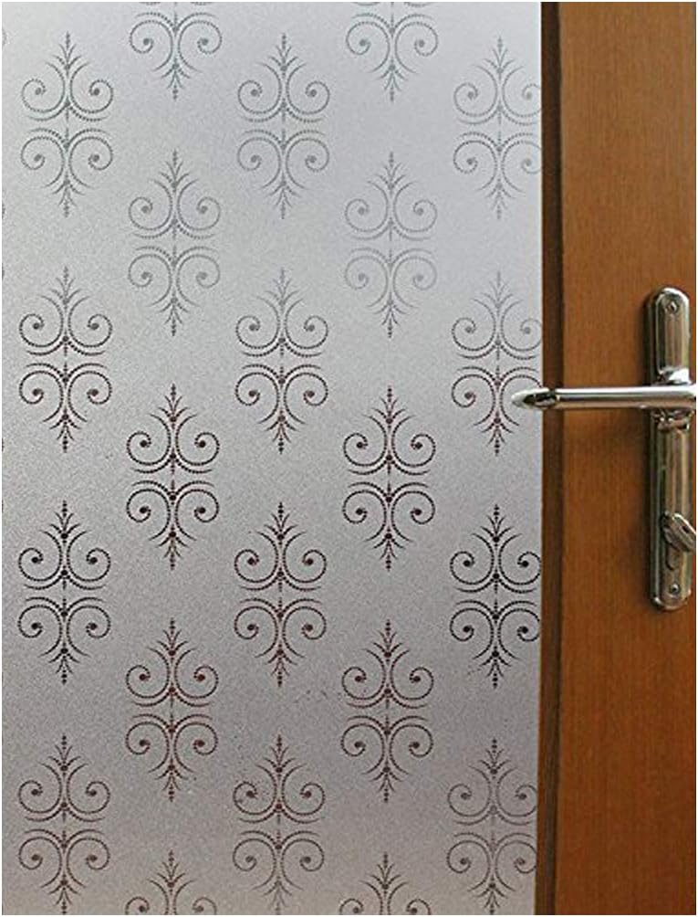 Non Adhesive Removable Window Film Static Cling UV Anti Heat Insulation Glass Film Decorative Stained Crown Window Sticker Film for Bathroom Office Home 17.7 x 78.7 inches (45CM by 200CM)
