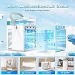 Portable Air Conditioners, 5 in 1 Rechargeable Mini Air Conditioner Evaporative Personal Cooler Humidifier with App Control, 800ML Mini AC Desktop Cooling Fan for Office Tent Bedroom (White)