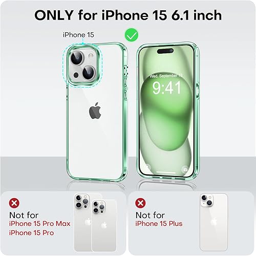 Vista 26 de MOCCA Funda transparente compatible con iPhone 15, no amarillea, compatible con carga inalámbrica, delgada, a prueba de golpes, transparente, a