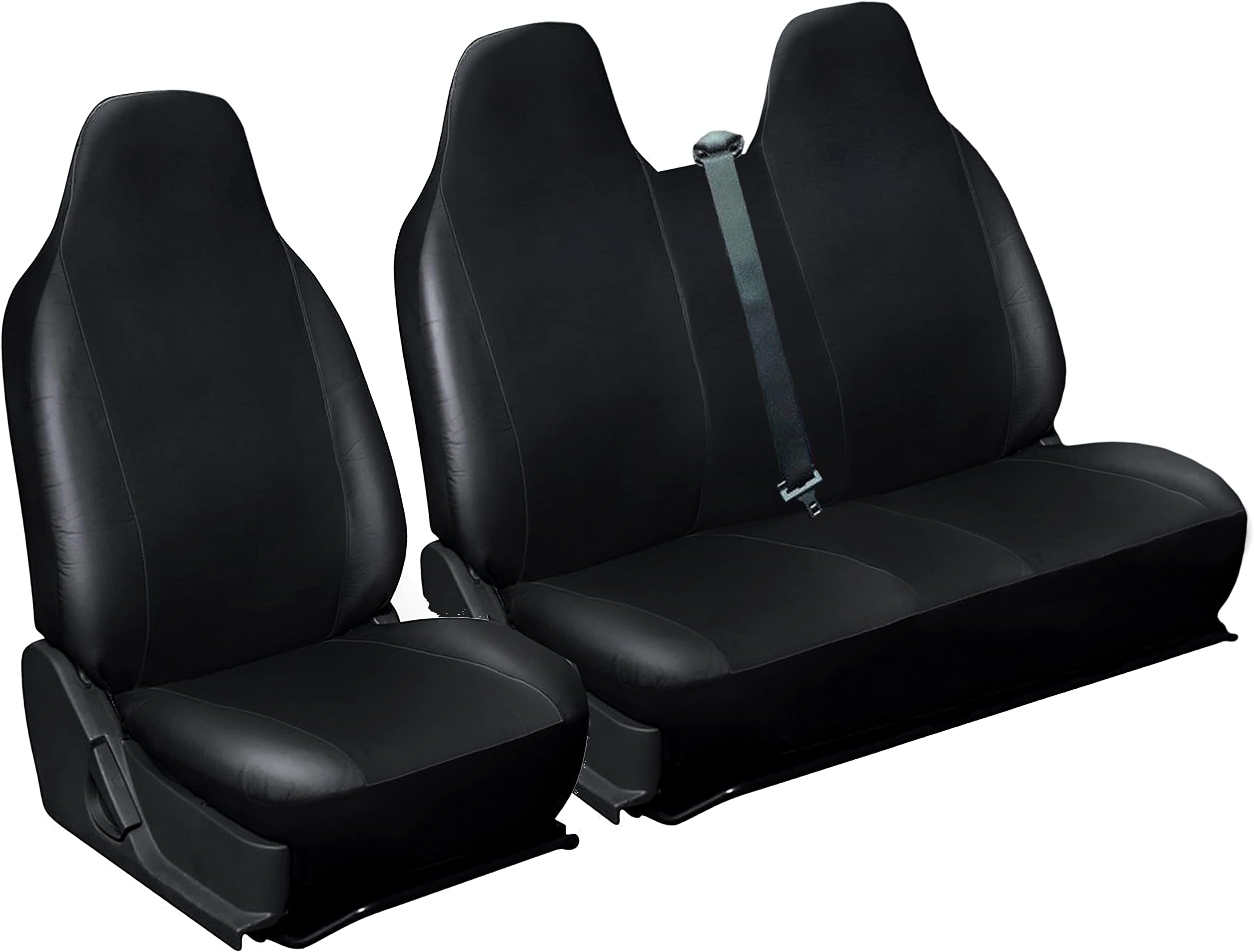 Heavy Duty Black Leather Look BRITISH MADE Front Van Seat Covers, Seat Protectors (Universal Fit) - Single + Double