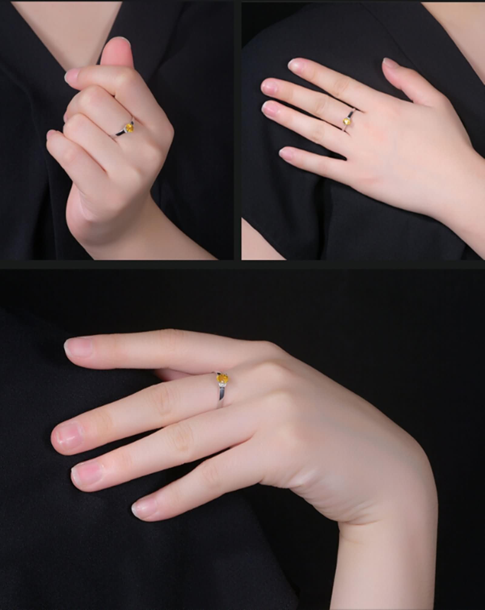 Pierścionki Fedina Białe Złoto 9K / 14K / 18K 750 Kobiety, 4 owalne szczęki 0,55 ct żółte szafir i diamenty, żółte srebrne pierścionki damskie wieczność