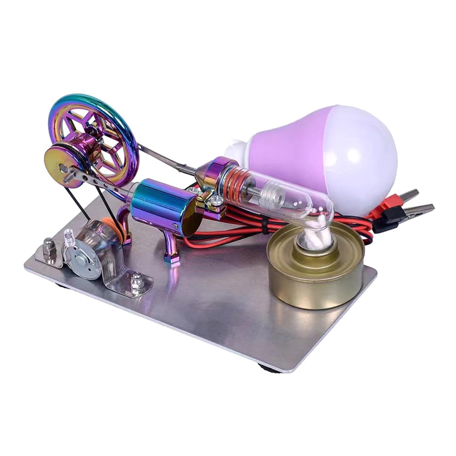 Temperatur Stirlingmotor, zusammengebauter Stromgenerator, Wärmeexperiment, Generatormodell mit Schwungrad Designs, Flugzeugmodell, Stirlingmotor, Lernspielzeug, Dampf Wärme Erziehung