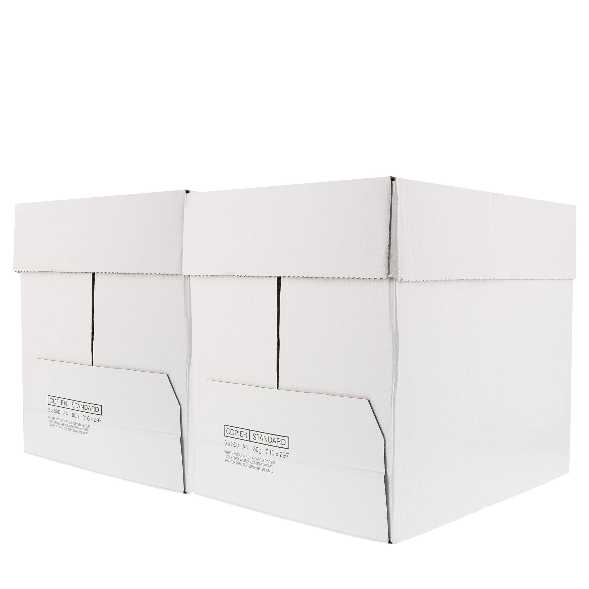 Druckerpapier Kopierpapier DIN A4, 80g Papier holzfrei weiß, 2 Kartons mit jeweils 5 Packungen, 500 Blatt pro Packung