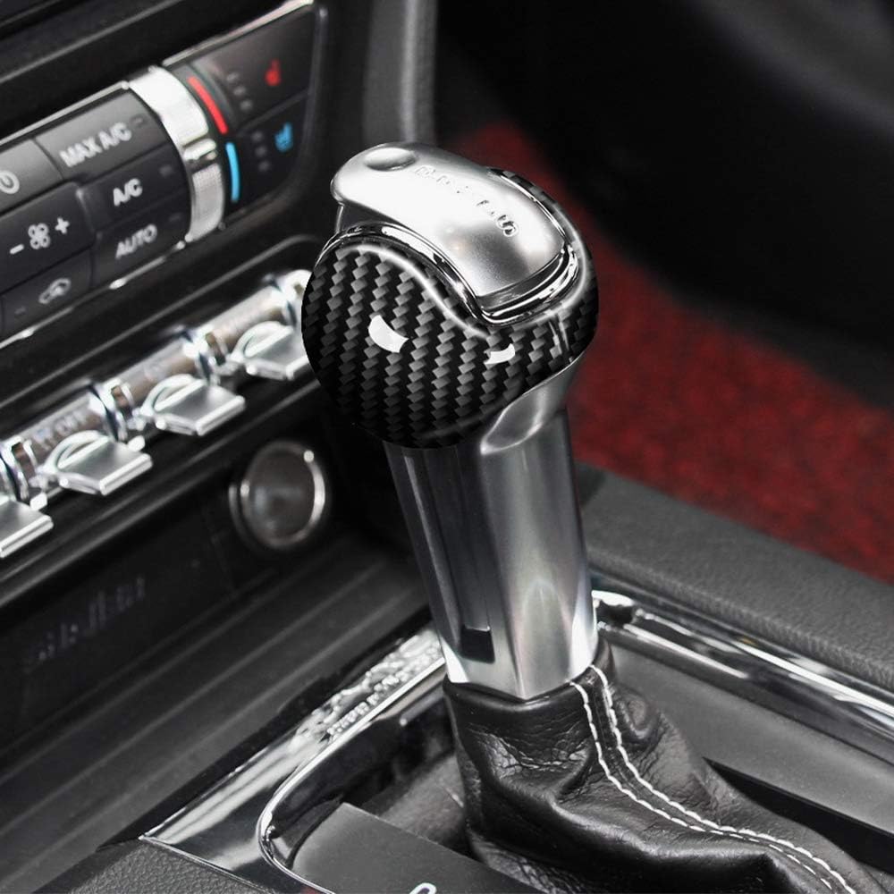 AIRSPEED Car Gear Shift Knob Cover Interior Accessories Sticker for Ford Mustang 2015-2022 Automatic, Carbon Fiber