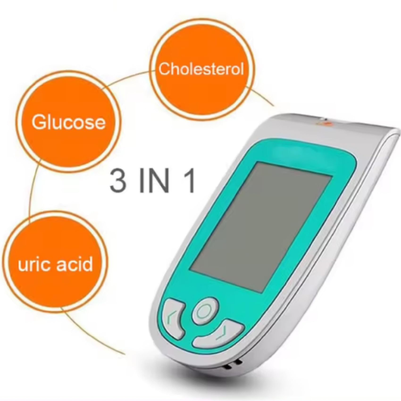 Kit test per il benessere domestico, analizzatore 3 in 1 per glucosio, acido urico, monitor del colesterolo con strisce reattive, rilevamento accurato, adatto per uso domestico, clinico e ospedaliero