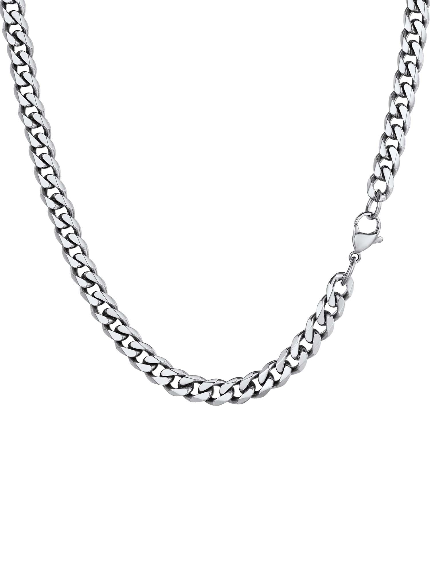 PROSTEEL Collar de Cadena Cubana 3mm/6mm/9mm/12mm Ancho y 36-76cm de Longitud Opcional Acero Inoxidable Chapado en 18K/Metal Negro con Caja de Regalo