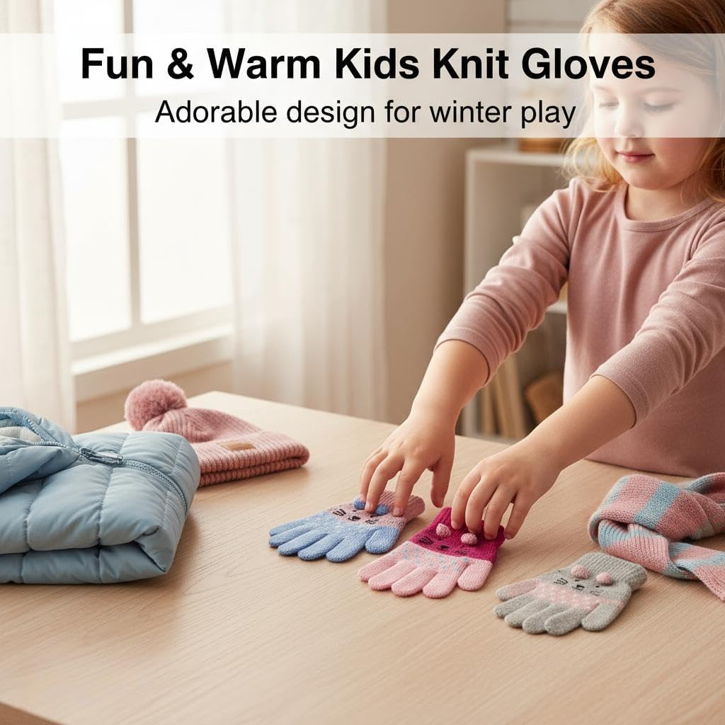 ANKOMINA Women Men Winter Touch Screen Gloves Cat Warm Knit Texting Gloves Touchscreen Mittens - Image 4