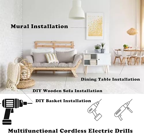 Miniatura 6 de Taladro combinado inalámbrico y destornillador eléctrico, destornillador eléctrico con baterías de 2 x 21 V, carga rápida de 1 hora, portabrocas de