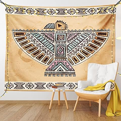 Lunarable Native American Tapestry, Vintage Cultural Art Theme Ancient Native American Animal Symbol Totem, Fabric Wall Hanging Decor for Bedroom Living Room Dorm, 45 W X 30 L Inches, Multicolor Cover