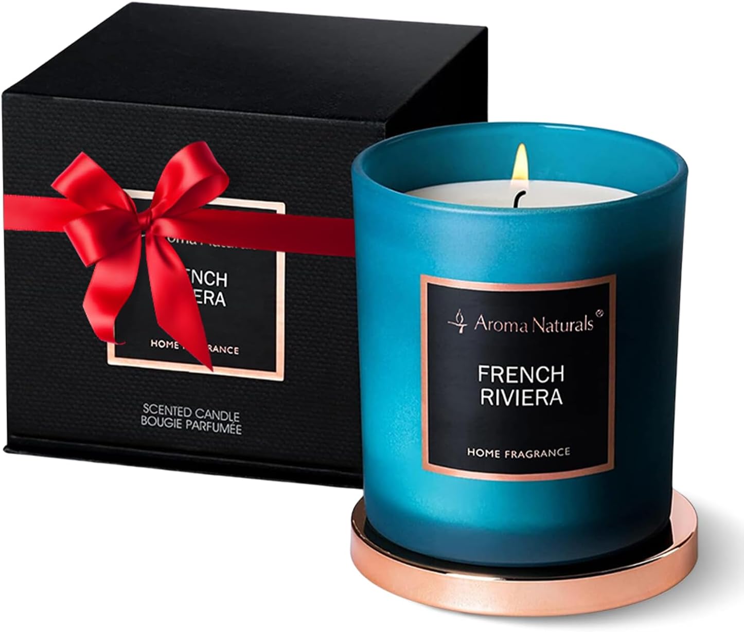 SV Soy Wax Scented Candles 35 hr Burn, Aroma Therapy Candle for Stress Relief, Aroma Senses Candles Home Women Bath Spa Yoga Christmas, Valentine's, Mother's Day (French Riviera)