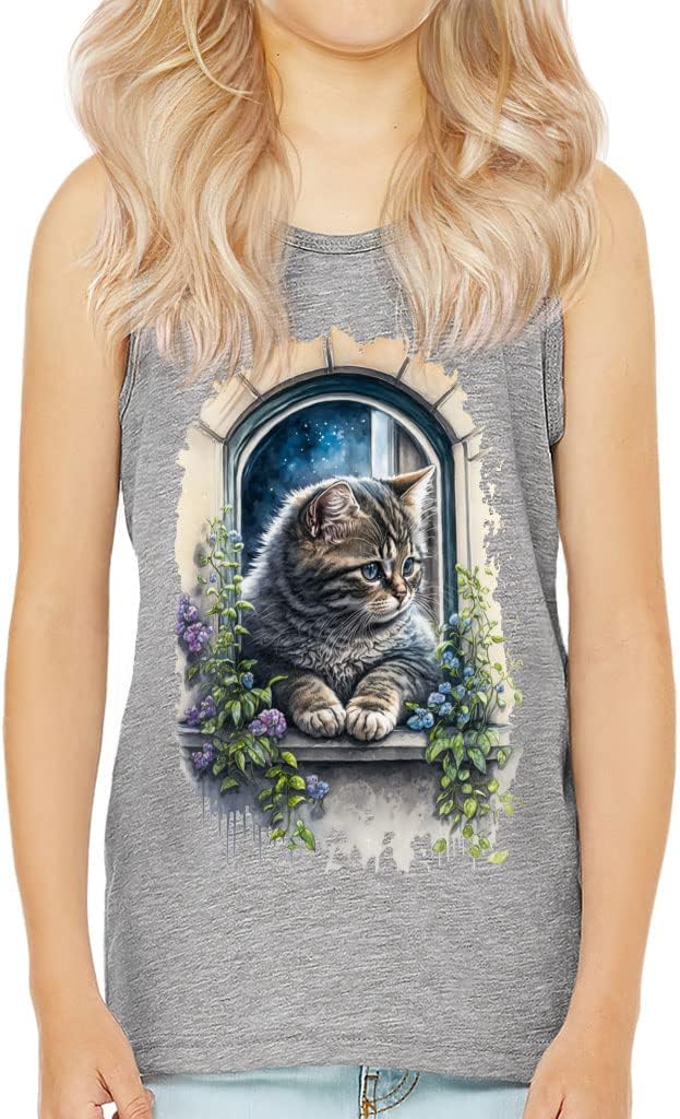 Cat Print Kids' Jersey Tank - Beautiful Sleeveless T-Shirt - Animal Art Kids' Tank Top