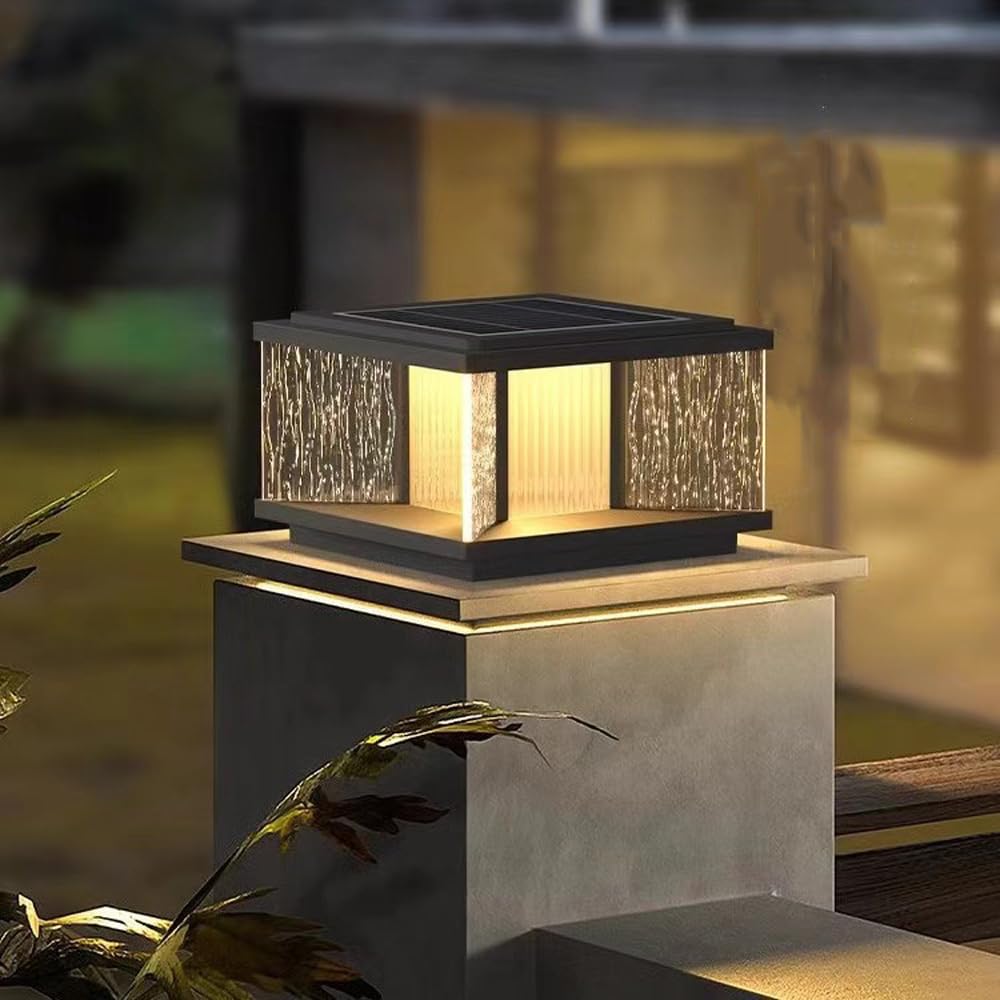 Globe Outdoor Waterproof Fence Wall Pillar Lamps Exterior Rainproof Glass Ball Porch Column Post Lights Aluminum Landscape Courtyard Street Deck Bollard Light Pedestal (30x19.5cm)