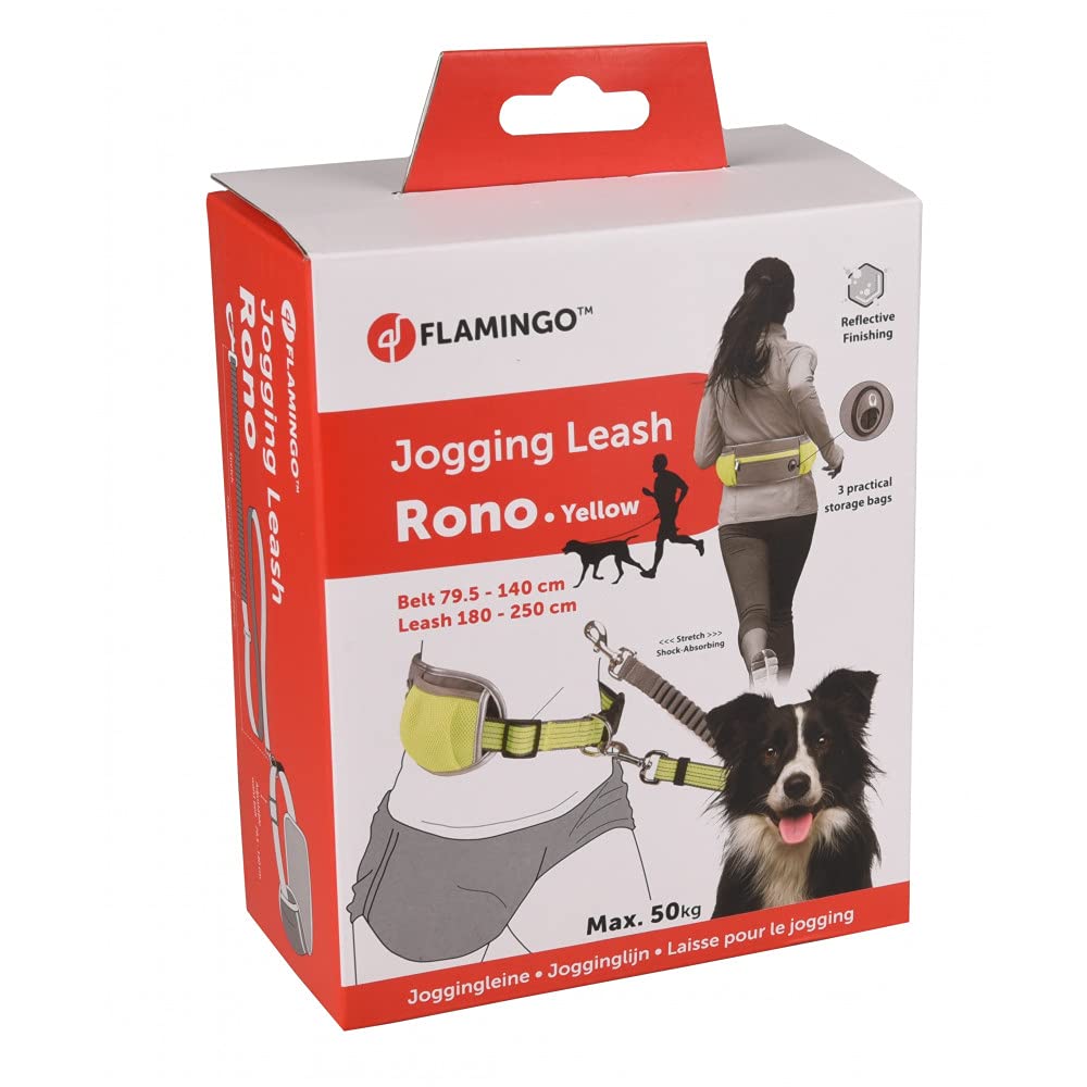 Flamingo JOG.LEASH+WAIST BELT RONO YELL LEASH 155-250/BELT 79,5-140CM