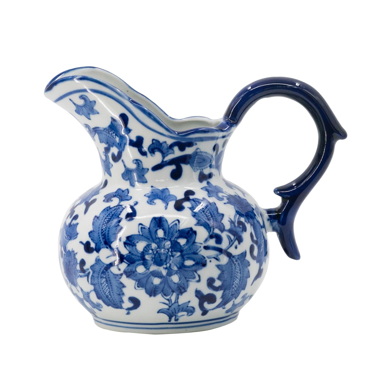 Amazon.com: A&B Home Ceramic Pitcher with Handle-Coffee Milk Creamer Pitcher  for Kitchen, Flower Pattern Blue & White Porcelain Jar, 9" x 6" x 8" :  Beauty & Personal Care