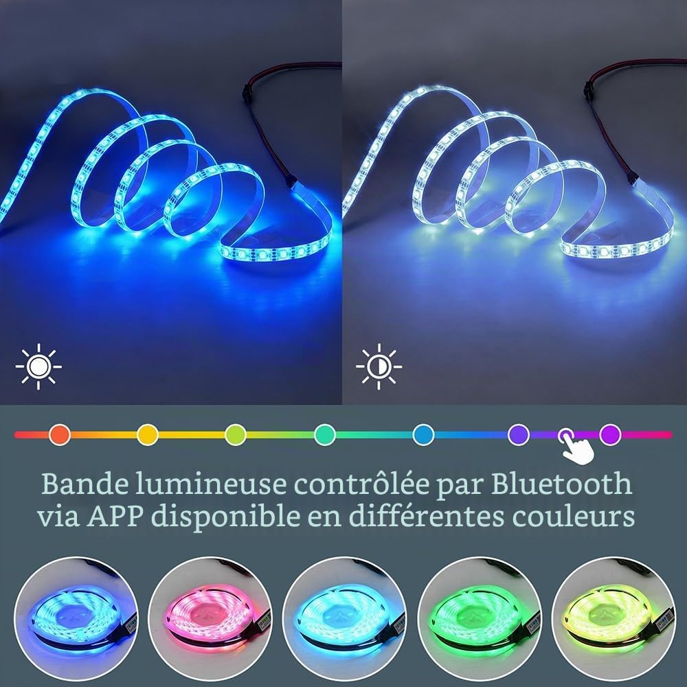 Sweiko Meuble TV Suspendu Noir Brillant avec LED App