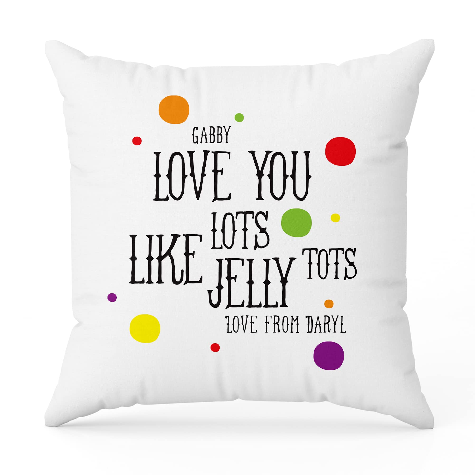 The Gift Experience White Personalised Jelly Tots Pillow Cushion With Insert