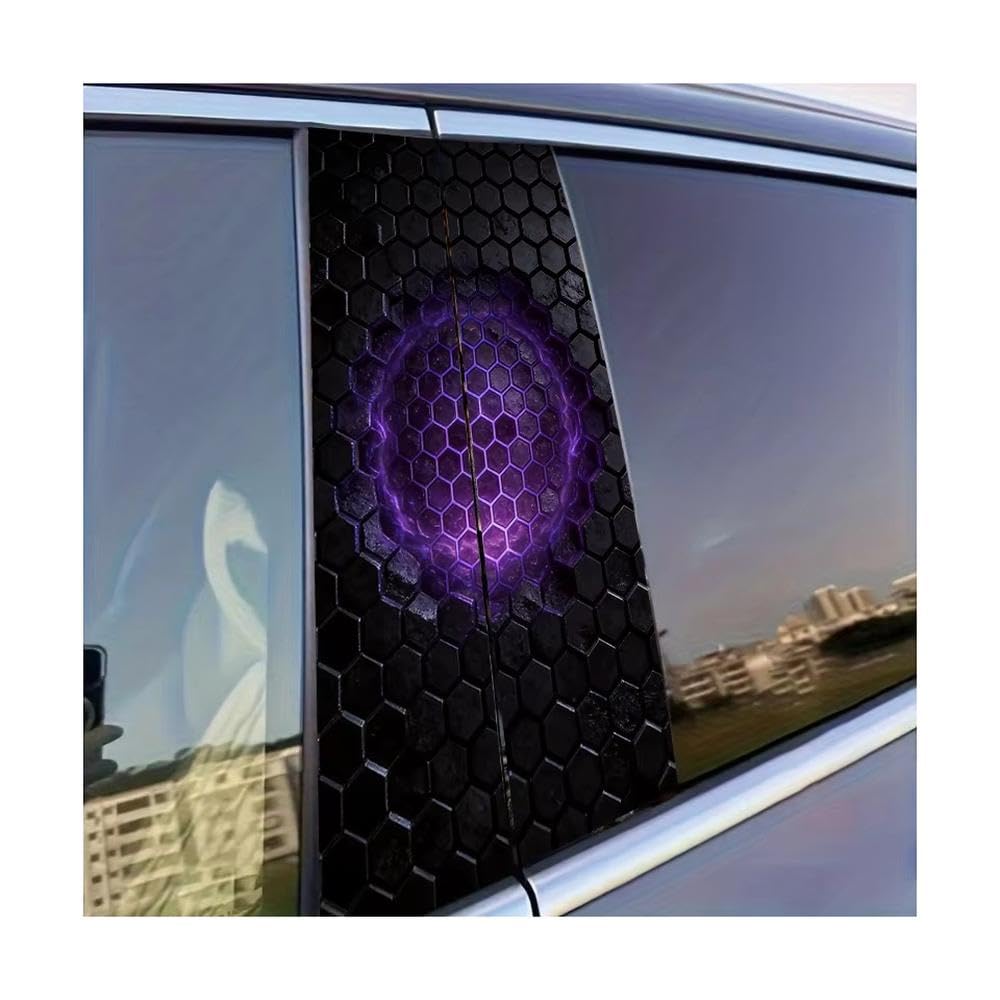 Dabhuoc One Color Car Parts 2 Pcs Car Center Pillar Sticker Honeycomb Glossy Protective Polyethylene Film