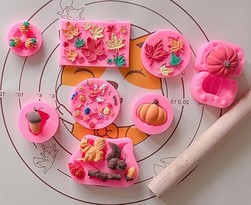 Miniatura 3 de Molde de silicona de calabaza con tema de Acción de Gracias, molde de silicona para fondant, calabaza 3D, hojas de arce, cono de pino, chocolate,
