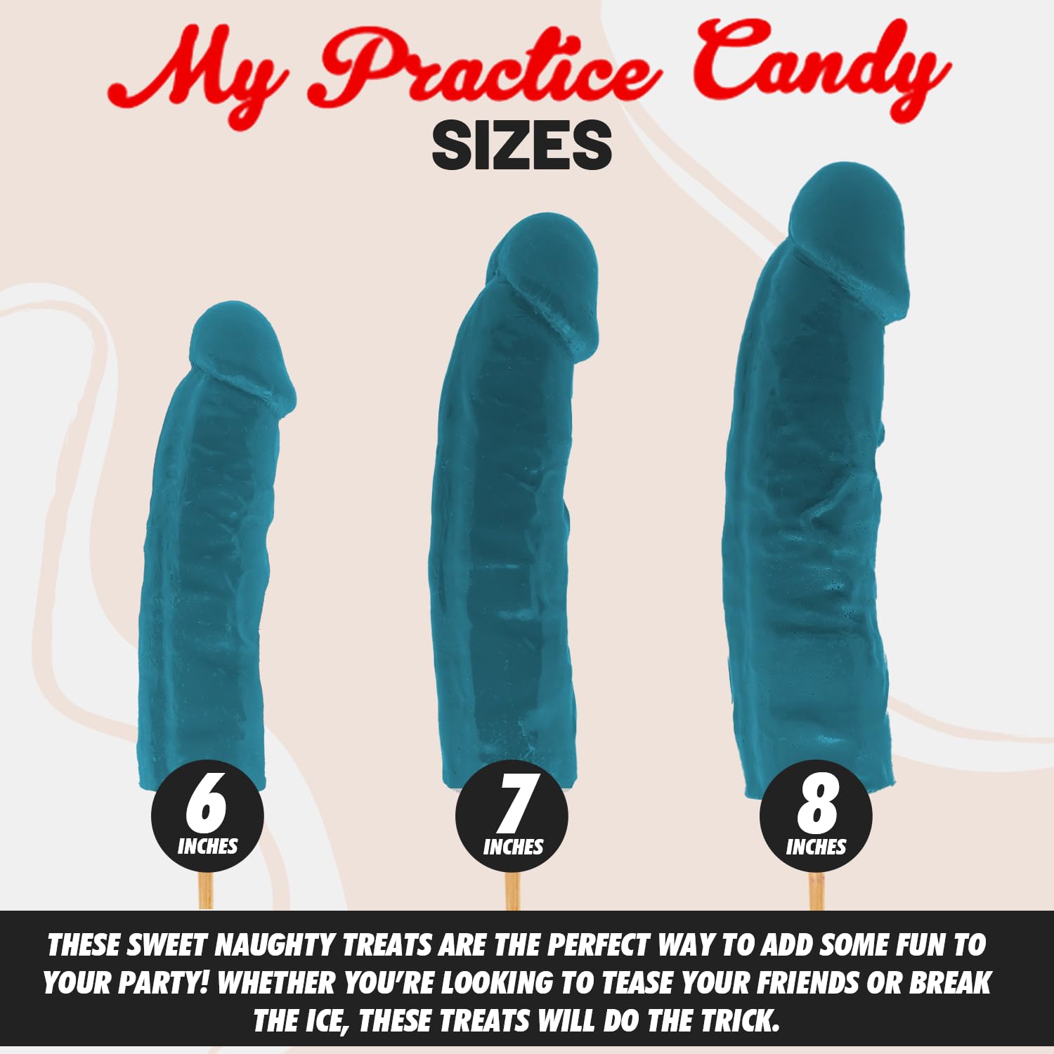 8" Cock Pop Candy Lollipop - Hilarious Bachelor and Bachelorette Party Favor Candy, Fun Adult Novelty Lollipop and Sucker - Blue Raspberry Flavored