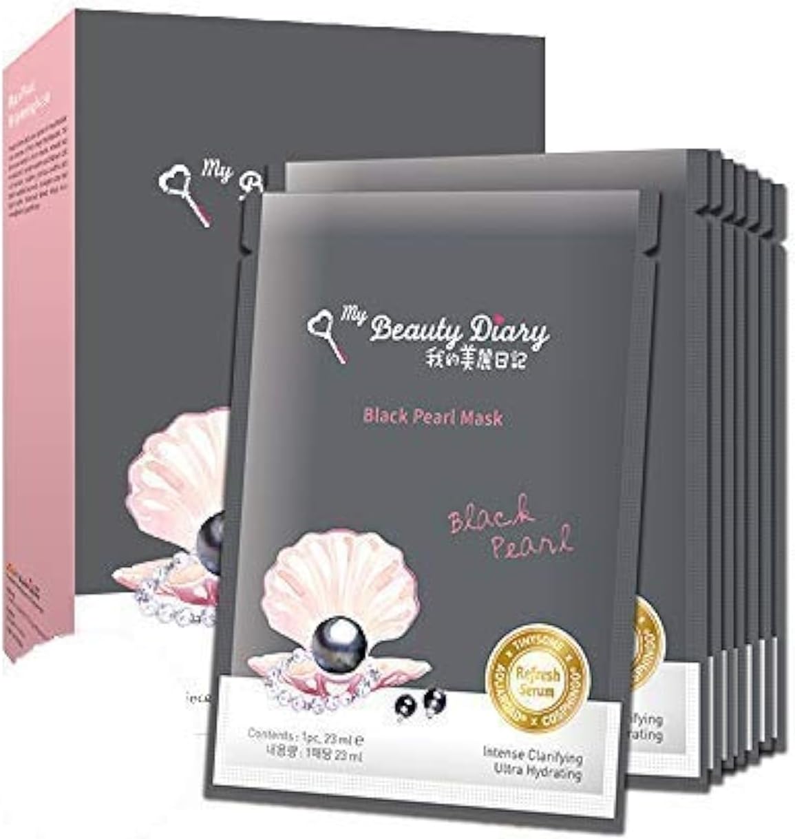 Black Pearl Brightening Facial Face Mask (8 Sheets)- New English Version