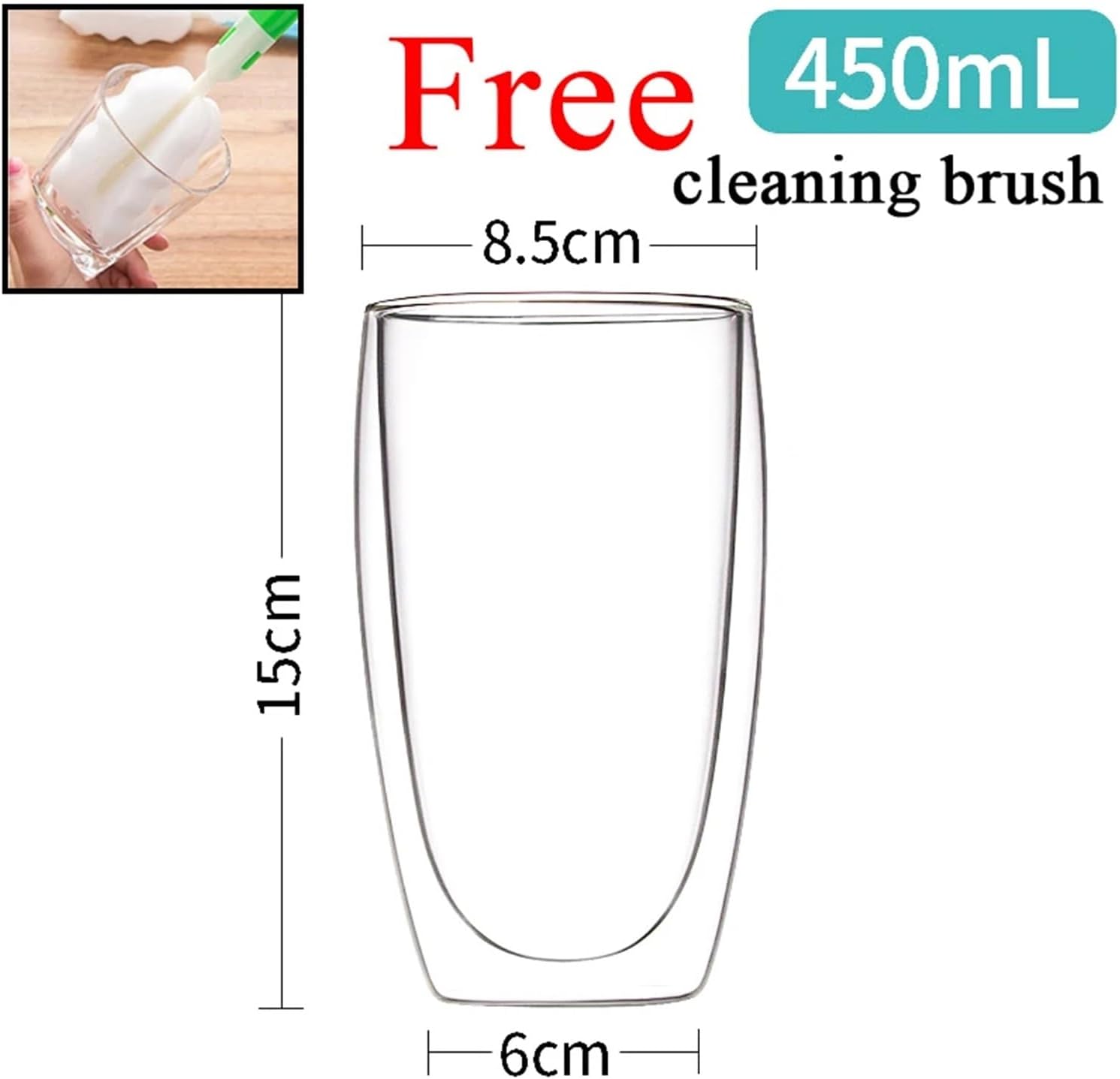 Coffee Mug Transparent Glass Coffee Cup Milk Whiskey Tea Beer Double Creative Heat Resistant Cocktail Vodka Wine Mug Tumbler Drinkware Gift(Style A 450ML)