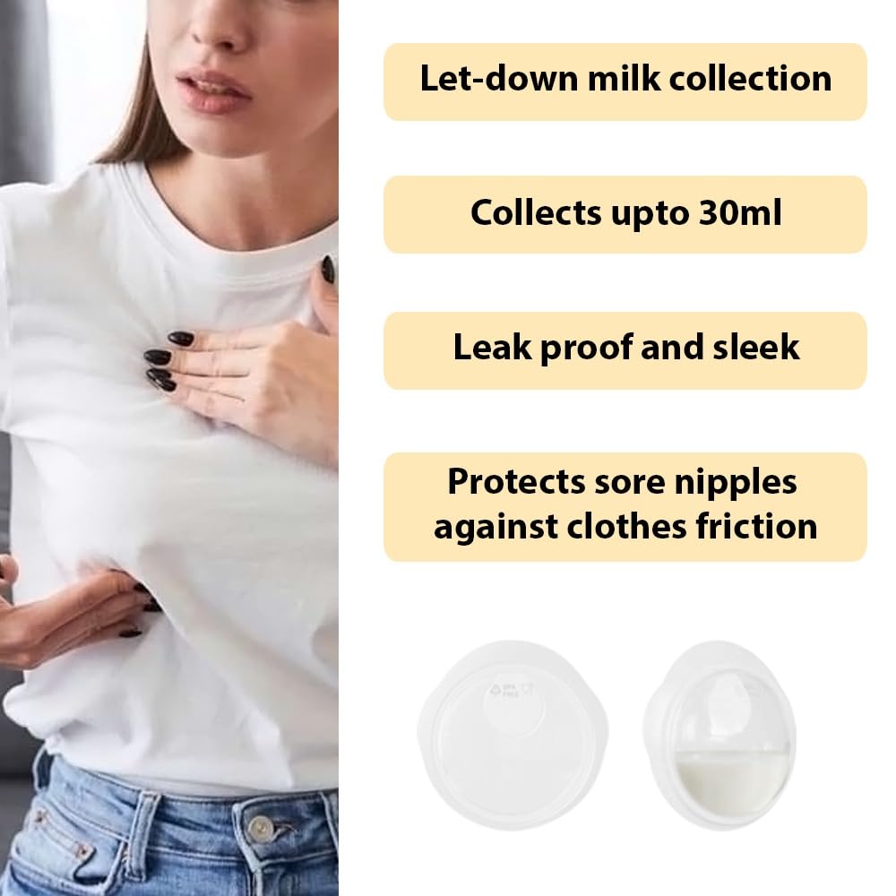 B-Arm Breast Shells- UN Size(1 pair)| Breast Milk Collector Cup For Nursing Moms|No Groove And Leak proof Reusable Breast Milk Storage Cup-30ml Capacity|Protect Sore Nipples for Breastfeeding 3