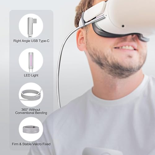 Miniatura 6 de 6AMGame Cable de enlace de 16 pies para Oculus Quest 32Pro Accesorios de juegos PC Steam VR Headset Cable de carga USB C a C de alta velocidad