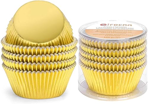 Miniatura 8 de Gifbera Revestimientos para magdalenas de papel dorado para magdalenastazas para hornear, tamaño estándar, 100 unidades