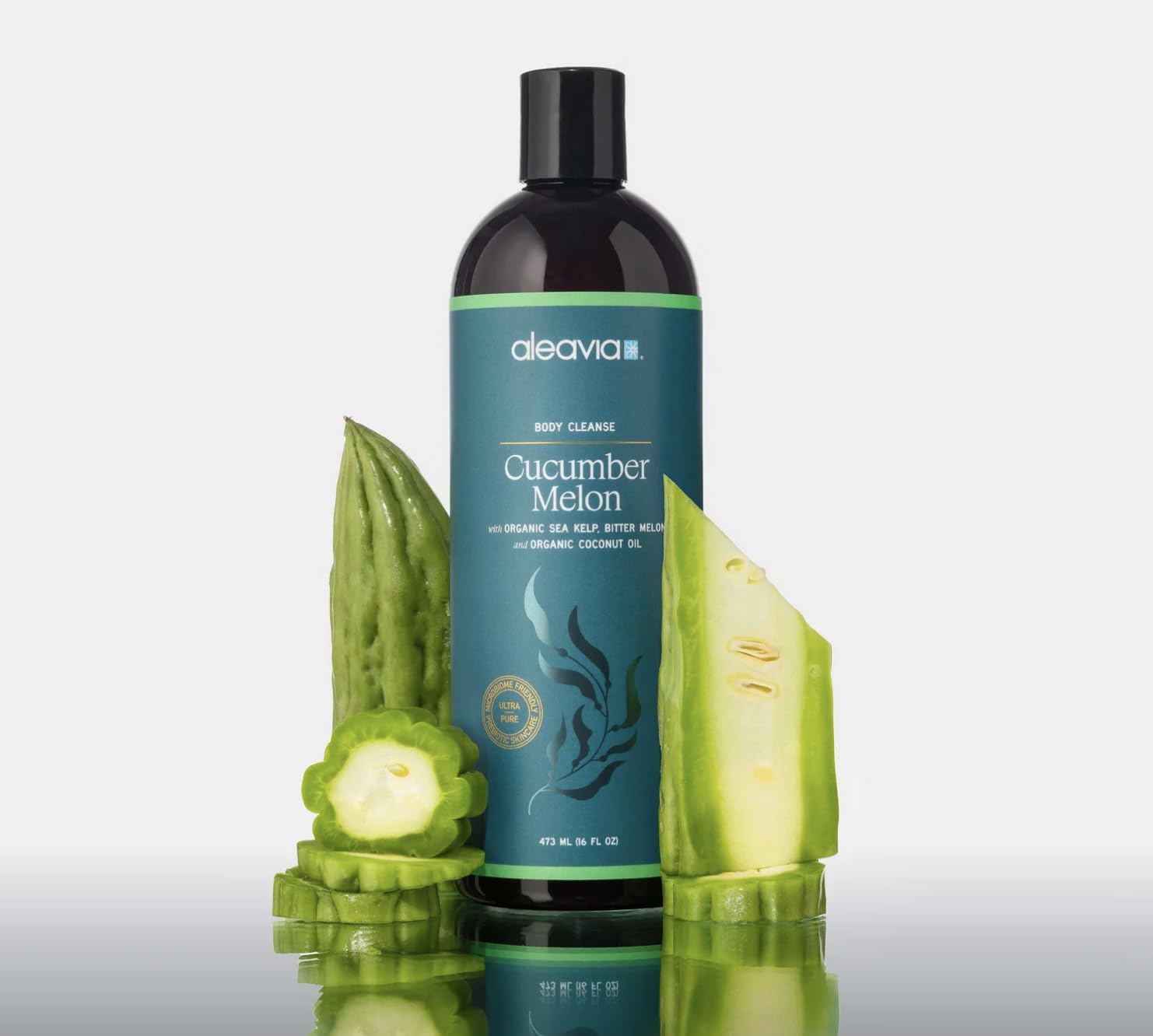 Aleavia Body Cleanse – Organic & All-Natural Prebiotic Body Wash with Organic Cucumber and Bitter Melon – Nourish Your Skin Microbiome – 16 Oz