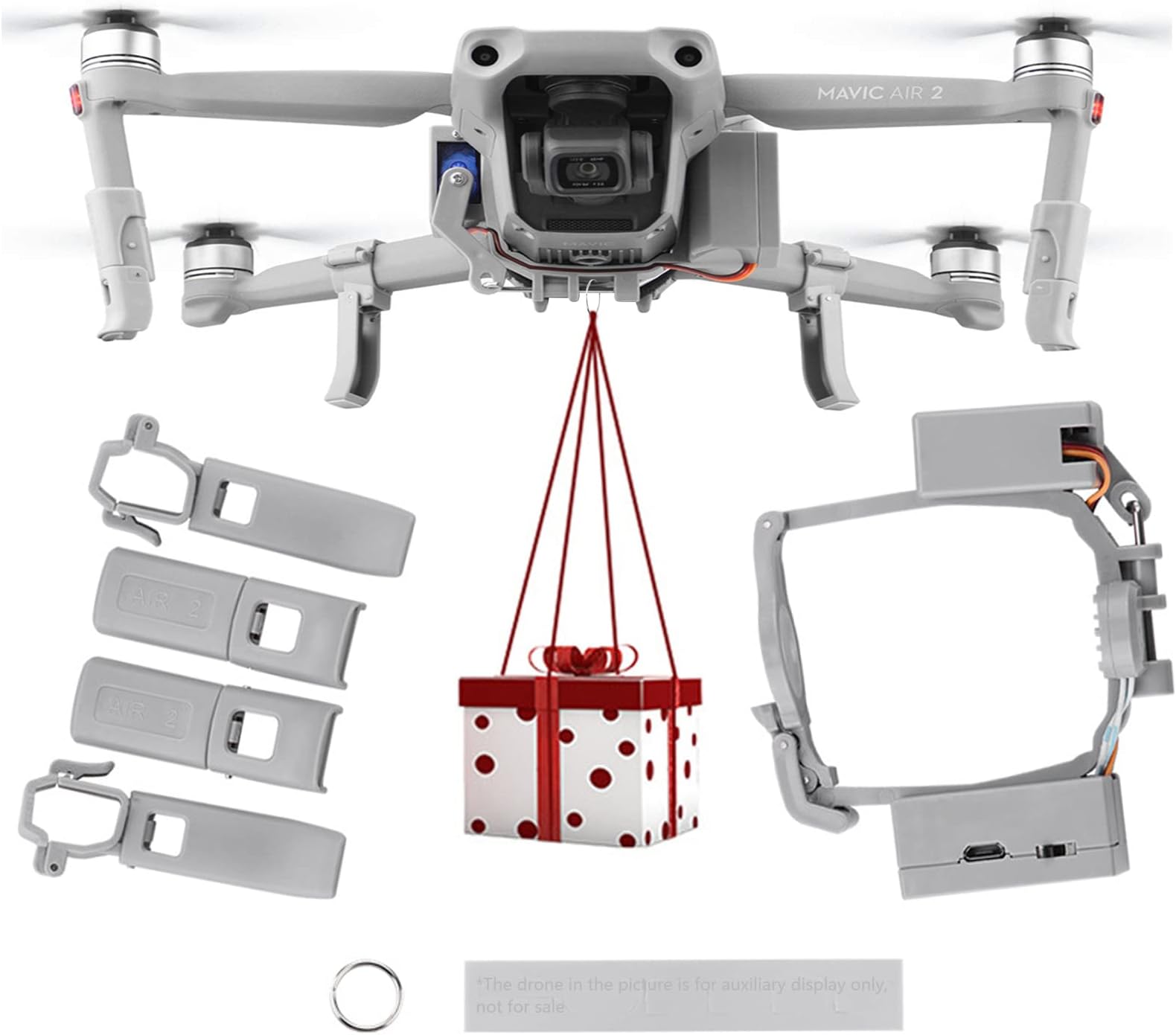 WANGCL Drone Delivery Device Air Dropping Thrower Quick Release Drop Device System Kits with Landing Gears for Fishing, Advertising, Wedding & More - Fit for DJI MAVIC AIR 2 Drone Accessories