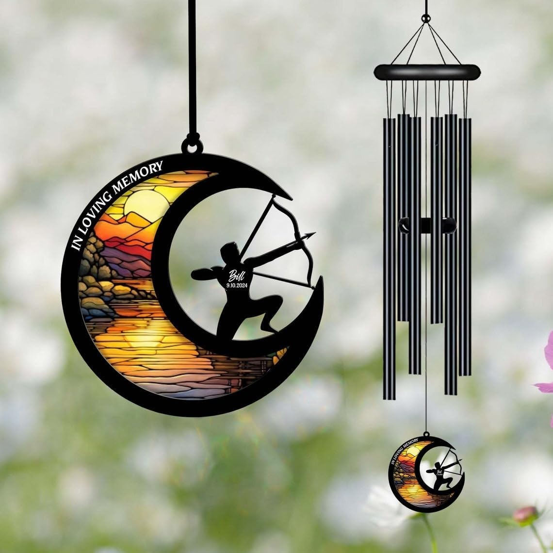 Personalized Playing Baseball in Heaven Wind Chime, in Loving Memory of, Sympathy Wind Chime, Wind Chimes for Loss of Loved one (Design 5)