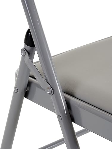 Miniatura 5 de Paquete de 4 sillas plegables con asientos y respaldo acolchados, sillas plegables de plástico con marco de acero y cojín, juego de 4 sillas