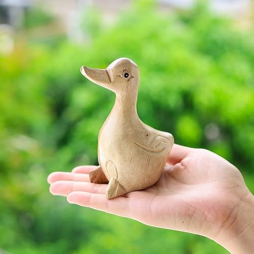 Miniatura 4 de DUONGJAIS BRAND Estatua de jirafa de madera tallada a mano de buena suerte, escultura, arte decorativo, rústico, decoración para el hogar,