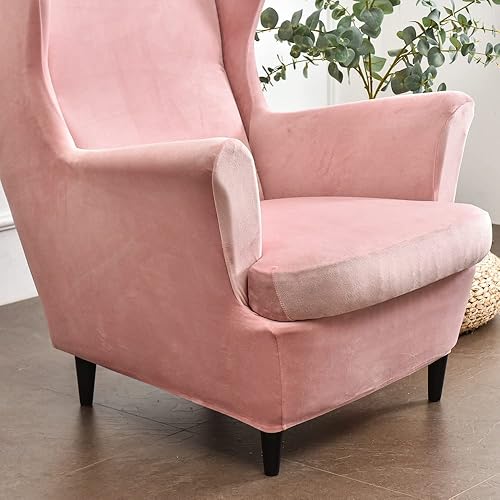 Miniatura 4 de GULI Funda para silla Wingback, 2 piezas, fundas para sillón, fundas de elastano para sofá, protector de muebles de sofá, lavable a máquina,