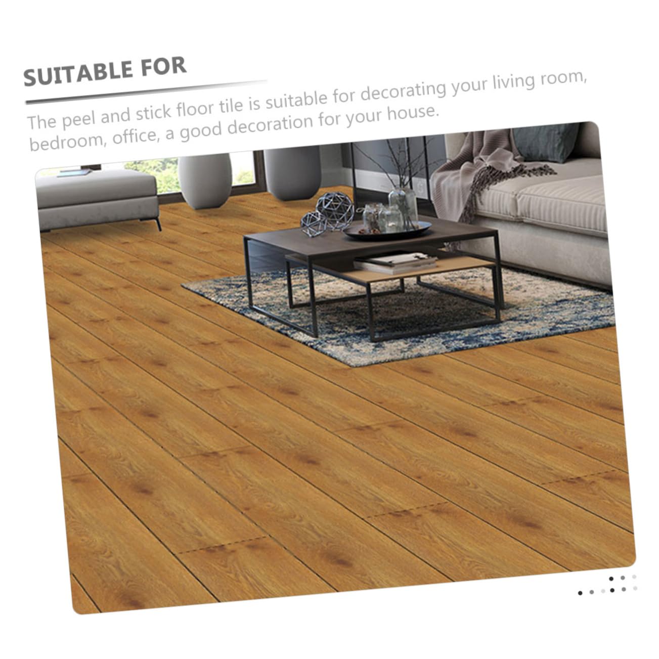 5pcs Wood Grain Peel and Stick Floor Sticker Removable PVC Floor Plank Stickers for Living Room Bedroom Kitchen Office