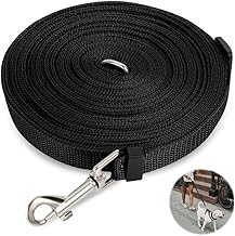 Bieiyhe Longe pour Chien 10 m, Laisse de Dressage pour Chien, Longe Corde pour Chien, Laisse Chien avec Mousqueton en D, Longe de Dressage Imperméable pour L'extérieur, Petits et Grands Chiens-Noir
