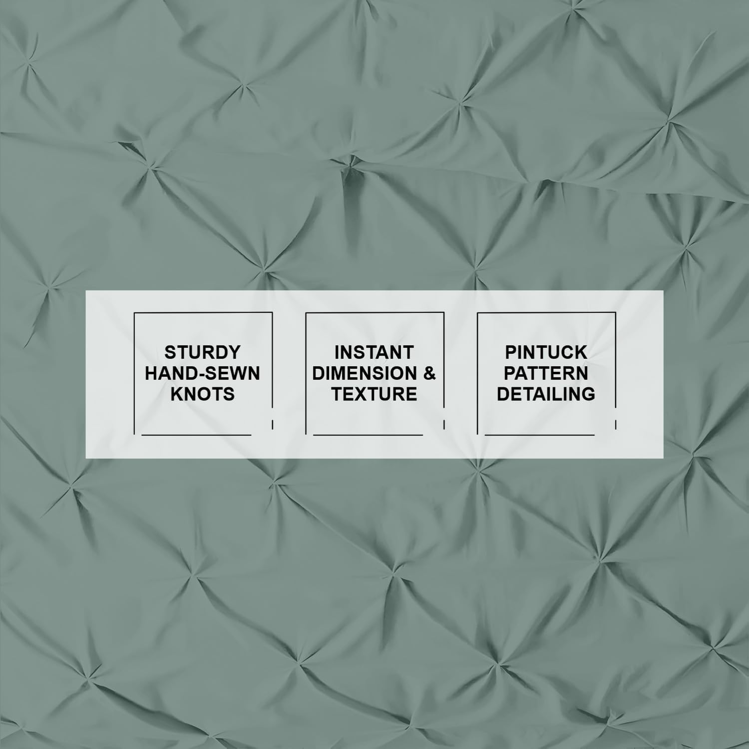 Kotton Culture 3 Pc Queen/Full Size Pinch Pleated - Pintuck Duvet Cover Set - 100% Egyptian Cotton 600 Thread Count Decorative Comforter Cover-Zipper Closure & 7 Internal Ties (Aqua Green, 90" X 90")