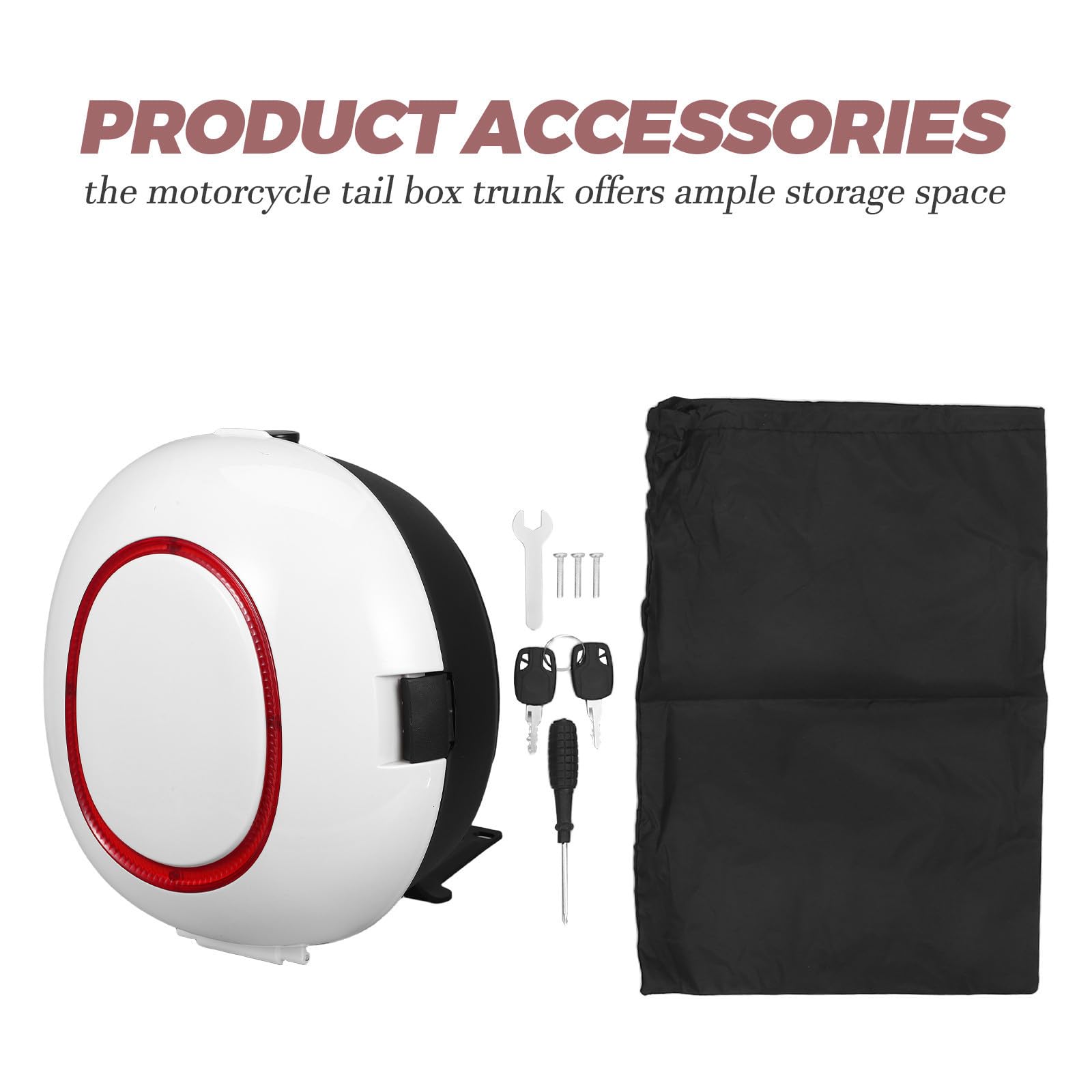 POPETPOP Top Case et Coffre Arrière en ABS pour Moto avec Dossier Rembourré Coffre de Rangement Sécurisé Blanc Adapté aux Scooters Électriques pour Activités de Plein Air