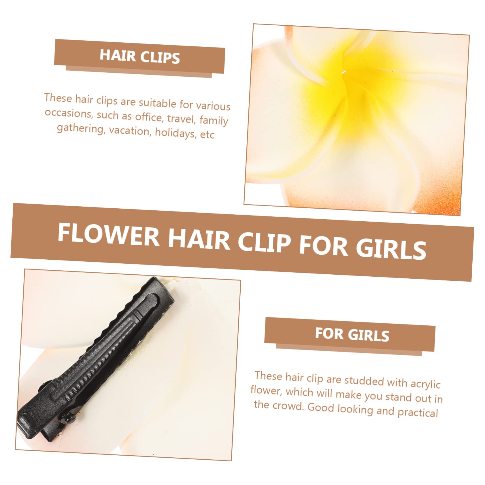 MAGICLULU 48 Piezas Plumeria Rubra broches flower hair clip Horquilla colorida pinzas para el cabello de playa para mujeres accesorios para el cabello de girasol pasador de pelo tiara verano