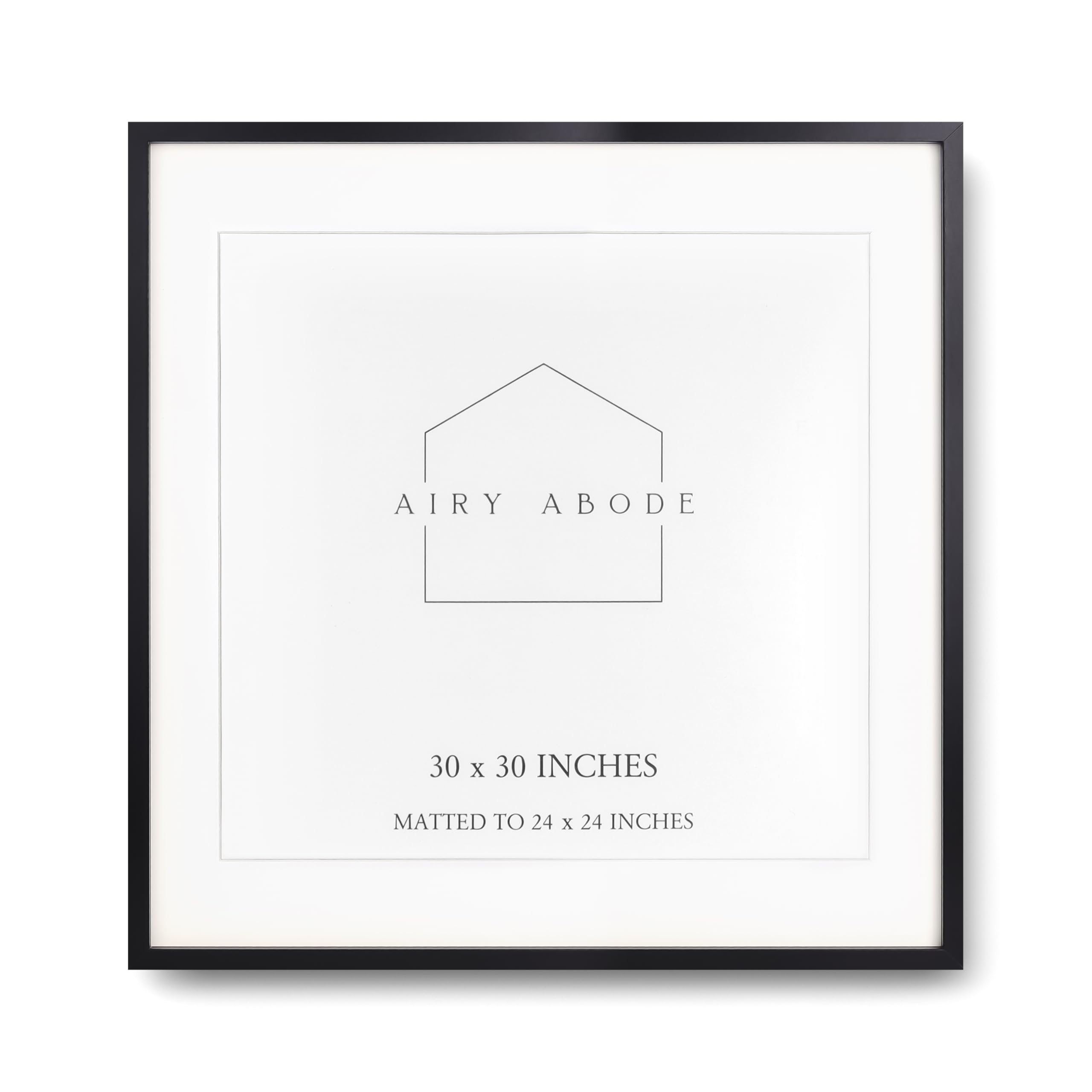 Photo 1 of Airy Abode Premium Black Wood Picture Frame 30x30 Matted to 24x24 - Pick Your Size and Color
